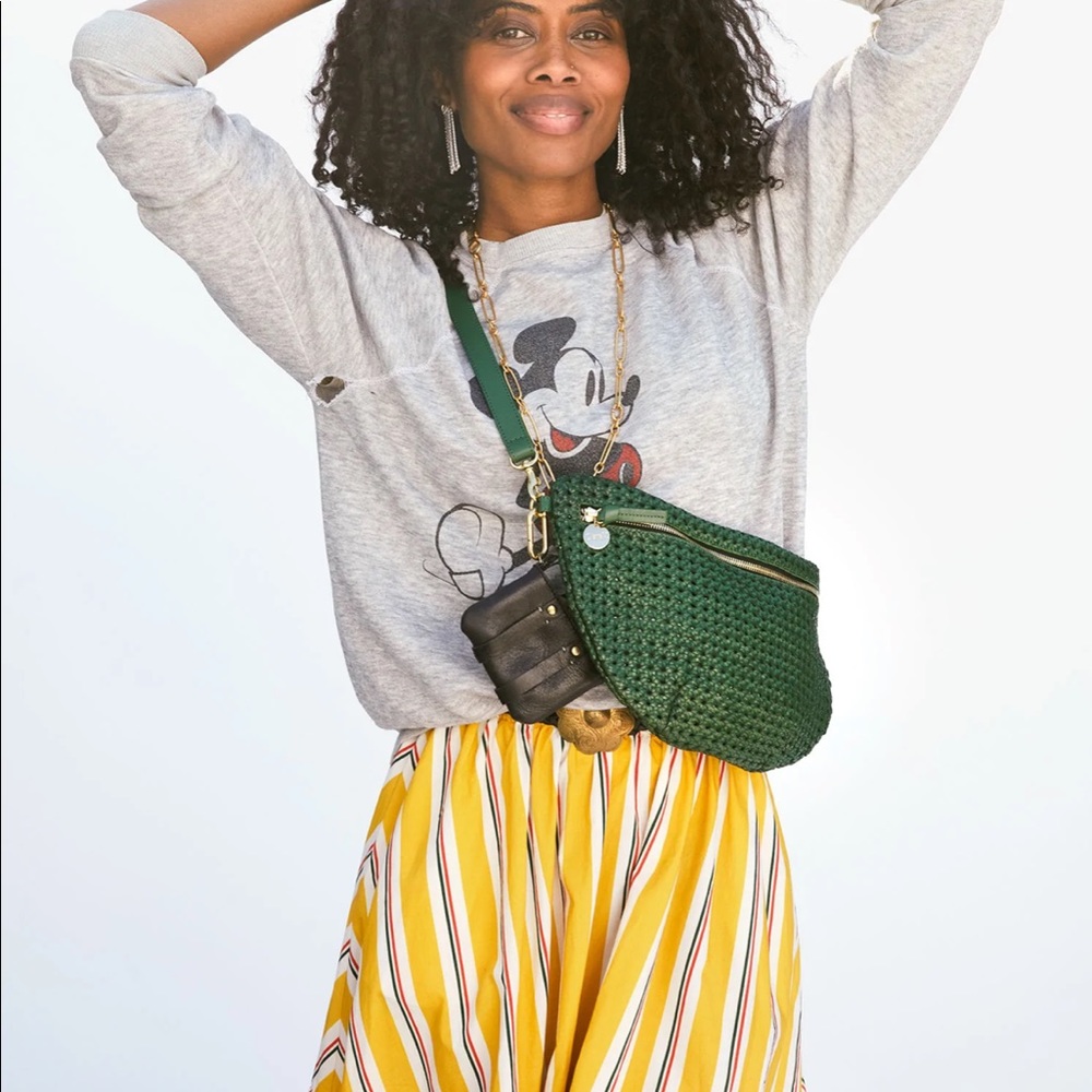 NWT Clare V Grande Fanny in Evergreen Rattan
